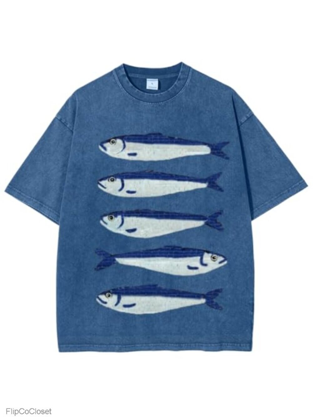 Oversized Fisherman Graphic Tee Polyester Short Sleeve Casual Summer Top